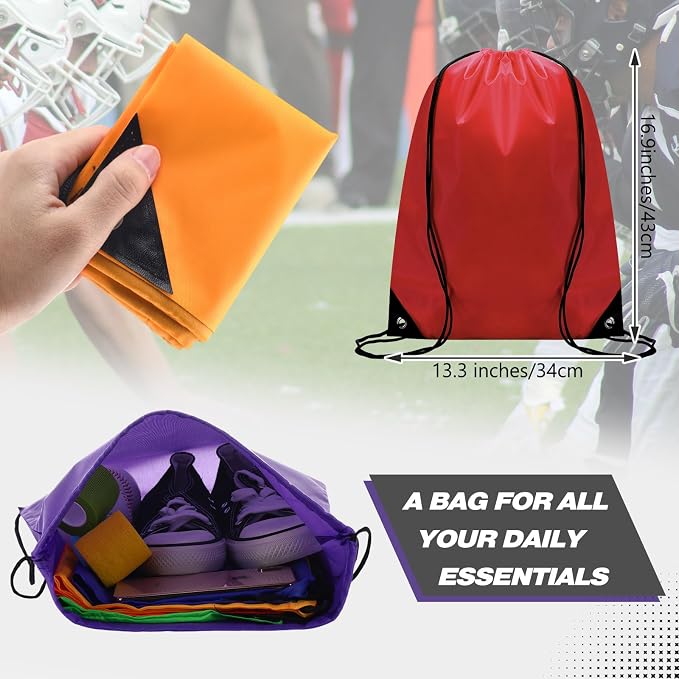 Shappy Drawstring Backpack Bulk Sports Gym Cinch Bag Polyester String Bag for Men Women(10 Colors,50 Pcs) - Image 4