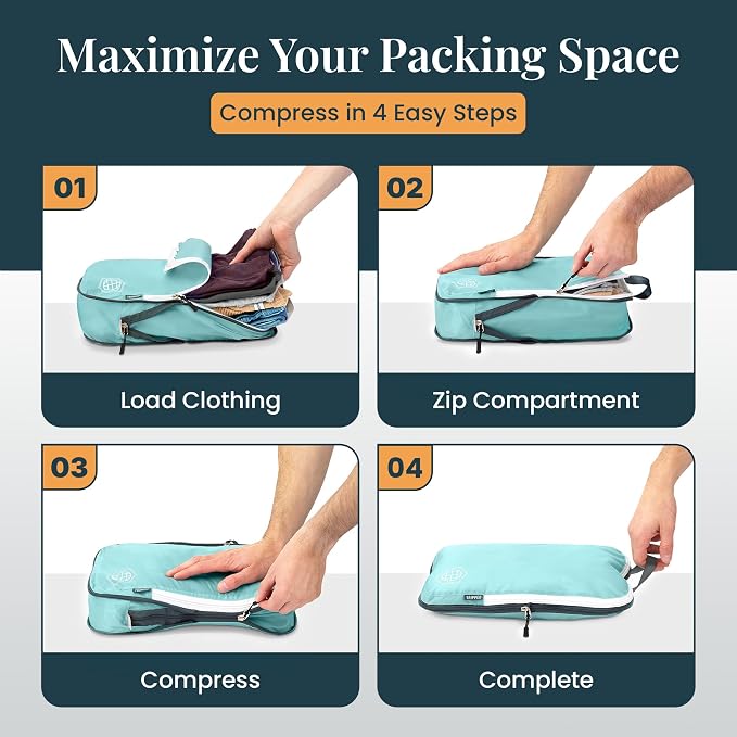 Extra Large Compression Packing Cube 6 Piece Set for Travel and Check Luggage by TRIPPED Travel Gear - Image 5