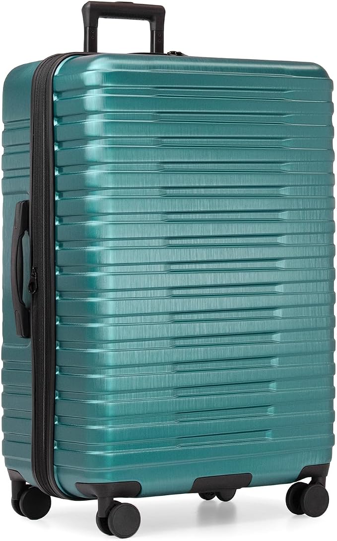U.S. Traveler Boren Expandable Hardside Rugged Travel Luggage with 8 Spinner Wheels, Teal, Checked-Large 30-Inch by USTraveler