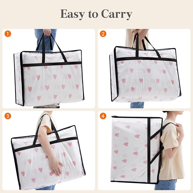 Lifewit 4 Pack Clear Clothes Storage Bags, 75L Plastic Blanket Storage Bag, Vinyl Foldable Moving Bags with Zipper, Closet Organizers and Storage Containers for Bedding, Duvet, Comforter - Image 6