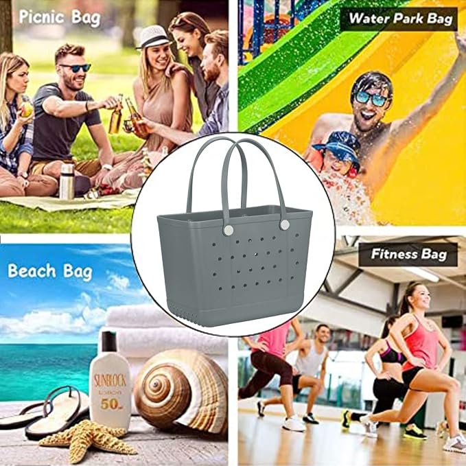Extra Large Rubber Beach Bag Tote Bag for Women Waterproof Bag | Waterproof EVA Beach Tote with Zipper Pocket & Non-Slip Bottom | Sturdy Tote for Beach Pool Boat Groceries & Travel - Image 5