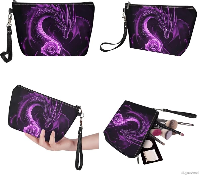 GIFTPUZZ Women Top Handle Bags Handbags with Zipper Leather Wallet Cash Card Phone Holder and Makeup Bag Set 3pcs - Image 6