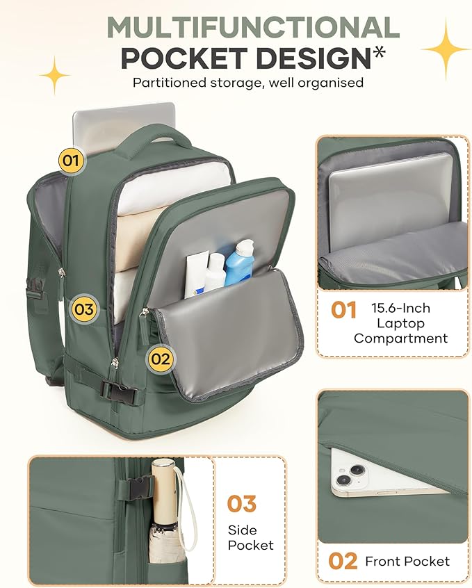 coofay Large Travel Backpack For Women Men Airline Approved Carry On Backpack Flight Approved Waterproof Sports Luggage Backpack Casual Daypack Small Hiking Backpack - Image 5