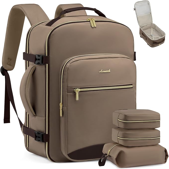 LOVEVOOK 50L Travel Backpack Flight Approved Carry on Backpack,3 Packing Cubes,Waterproof Personal Item Travel Bag,TSA Carry on Luggage Suitcase Travel Essentials,Gifts for Women & Men,fits 18" Laptop by LOVEVOOK