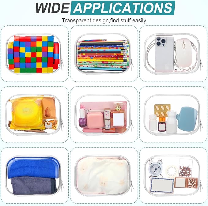 Hoolerry 4 Pcs Hard Clear Zipper Case Makeup Bags Plastic Zipper Pouch Transparent Storage Box Containers for Cosmetics, Snacks, Building Blocks, Puzzles(Clear,7.9 x 5.9 x 2 in,White) - Image 7