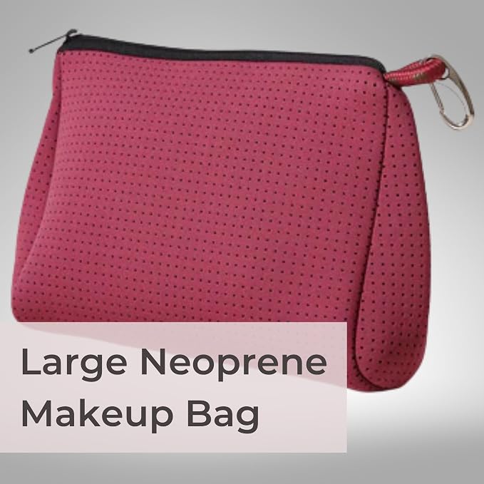 POPUPS Brand Large Makeup Bag with Zipper - Neoprene Machine Washable Travel Toiletry Cosmetic Organizer Pouch for Women (Basic Soft Plum) - Image 2
