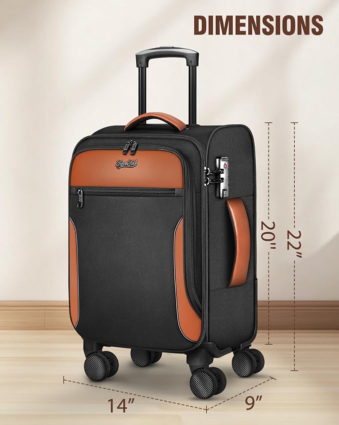 Carry On Luggage 22x14x9 Airline Approved, 20 Inch Softside Suitcase with 4 Pcs, Lightweight Luggage for Women Men with TSA Lock and 4 Spinner Wheels, Soft Side Carry-on Suitcases for Travel - Image 9