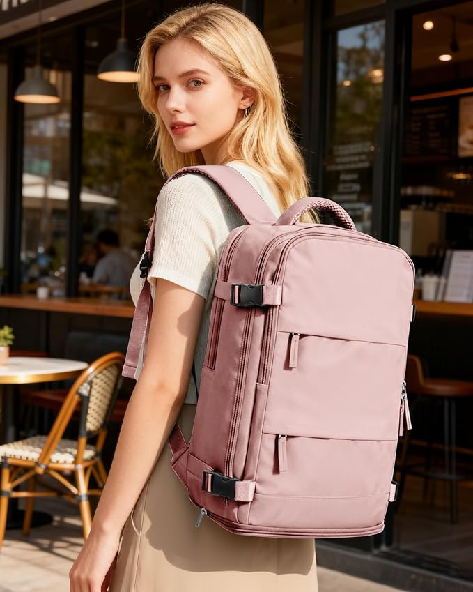 coofay Personal Item Travel Backpack for Women Airline Approved Carry on Backpack Flight Approved Waterproof Sports Luggage Backpack Casual Daypack Small Hiking Backpack Pink Backpack - Image 2