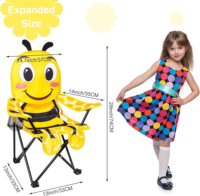 KABOER Kids Outdoor Folding Camping Chair with Cup Holder Carrying Bag | Portable Camping Chair for Beach Picnic Camping Travel Lawn Ages 3-10 - Image 2