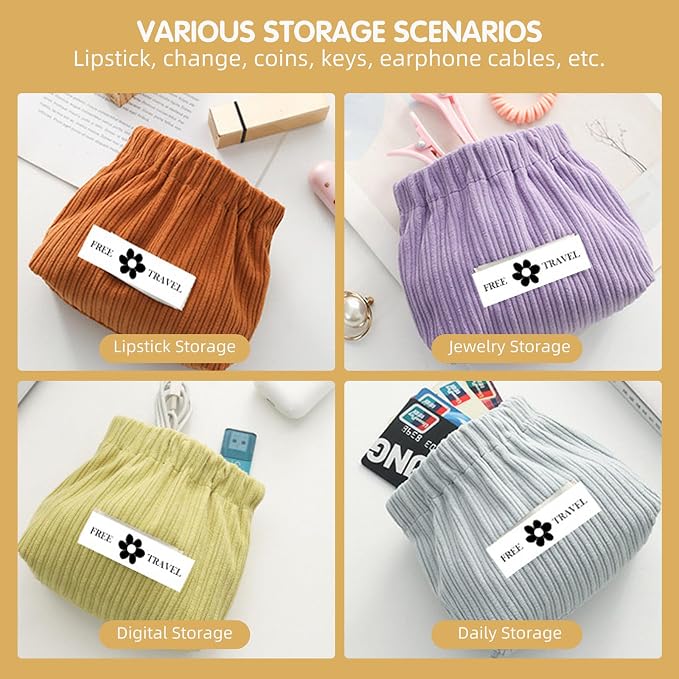 Corduroy Makeup Bag 12PCS, Elastic Aesthetic Lipstick Bag, Cute Mini Cosmetic Bag, Daily Portable Travel Organizer Bag, Hair Accessories Storage Pouch, Multipurpose Small Organizer (12 Pack) - Image 5