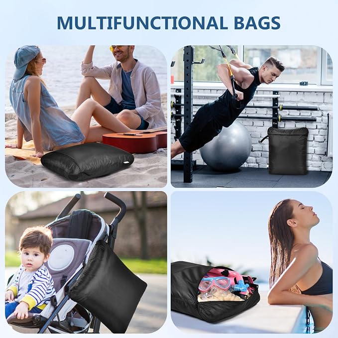 OTraki Travel Dirty Laundry Bag Waterproof Wet Clothes Bag 2 Pack Reusable Wet Bag Hanging Zipper Organizer Storage Bag for Gym Swimming Swimsuit Workout Yoga Beach Pool (20 x 24 inch) - Image 7