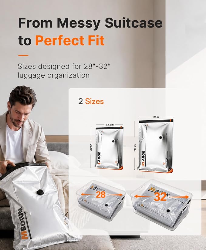 Vacbird 10-Pack Large Vacuum Storage Bags with USB & Battery 2-in-1 Rechargeable Cordless Pump, Space Saver Seal Bags for Home Organization, Bedding, Blankets and Clothing - Image 3