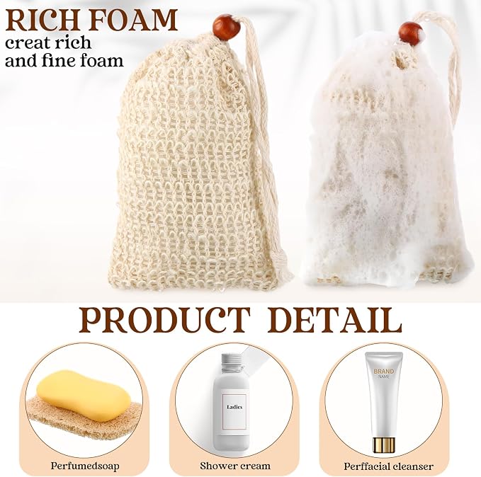 Yaomiao 72 Pcs Soap Saver Set Bulk Includes Wood Soap Dish, Saver Pads with Self Drain, Bar Holder Mesh Bag for Shower Bath Home Toilet Kitchen Hotel Restaurant(Brown) - Image 6