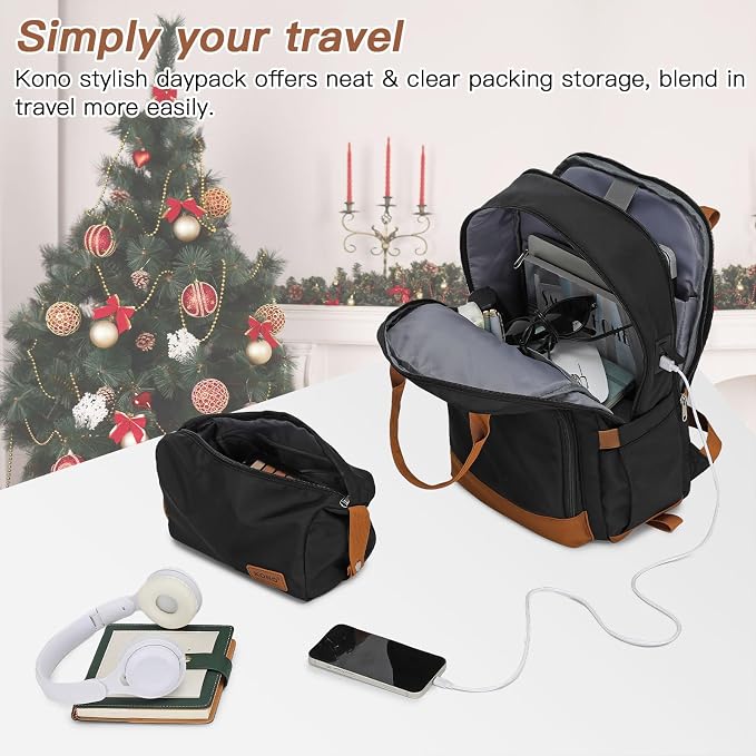 Kono Luggage Set 3 Piece Carry On Hardside Luggage with Spinner Wheels | Lightweight PC+ABS Carry On Suitcase with TSA Lock Apricot Black - Image 4