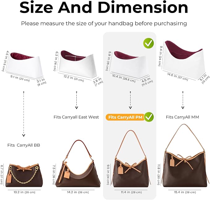 Lightweight Purse Organizer Compatible with LV Carryall PM | Handcrafted DuPont™ Tyvek®,Handbag Organizer Insert,1:1 Custom Fit,Prunoir,Designed for Minimalists, Office & Daily Commute - Image 2