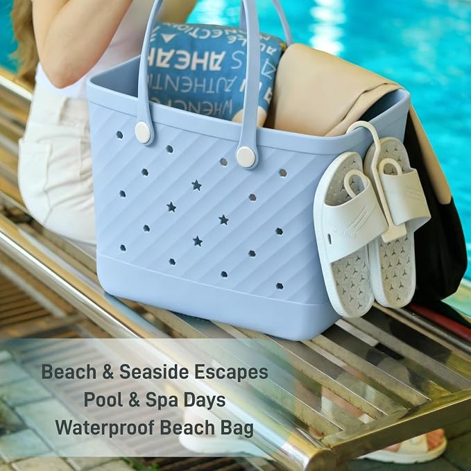 Rubber Tote Bag Extra Large & Medium, Waterproof Beach Bag for Women Men, Pool Travel Swim Silicone Tote - Image 5