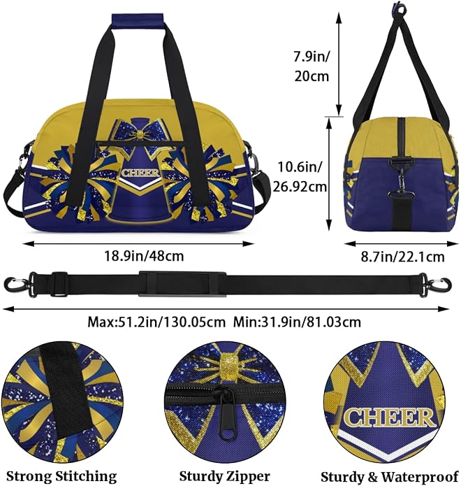 Cheerleading Dance Bag for Women Cheer Team Sport Gym Makeup Cosmetic Bag 2 Pcs Set - Image 4