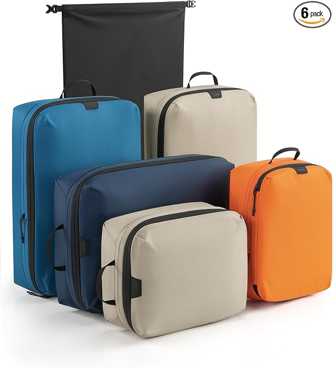 Tolaccea Travel Packing Cubes Set Compression Organizers for 28" Luggage | Lightweight Ripstop Nylon | Compression Zippers Save Space | Organized Packing Storage for Family Travel | Extra Laundry Bag by Tolaccea