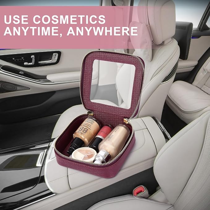Pinkmik Small Clear Mini Makeup Bag, Burgundy, MINI-1 | Cosmetic Case & Toiletry Bag, Zipper Closure, Purse Organizer, Car Essentials - Image 5