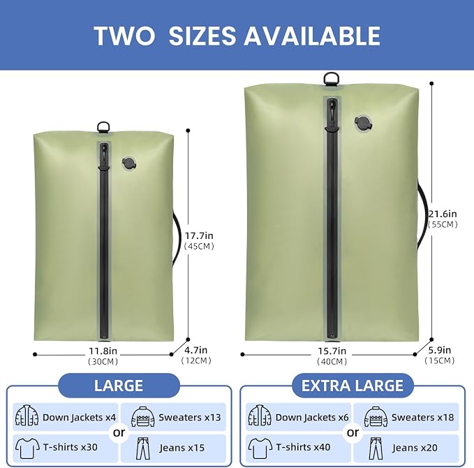 BAGAIL TPU Vacuum Bag for Travel, Reusable Compression Bag with IPX8 Waterproof Zipper, Save Space for Suitcase, Backpack and Carry on (Beige, ExtraLarge, No Pump) - Image 2
