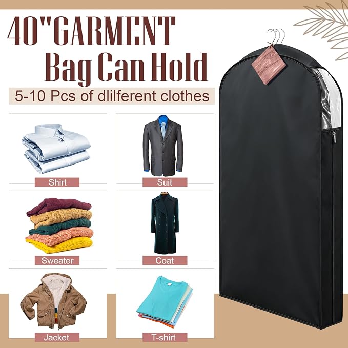 Briwooody 2 Sets 40 Inch Linen Fabric Bags for Hanging Clothes and Storage with Cedar Blocks for Fresh Smell and Moth Protection Sandpaper for Suit Fur Coat Jacket Sweater(Black) - Image 4