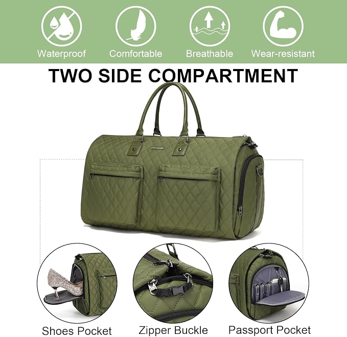 Convertible Rolling Garment Bag, Carry-On Duffle | 3-in-1 carry-on rolling duffle bag with wheels, suit carrier for overnight travel for both men and women - Image 6