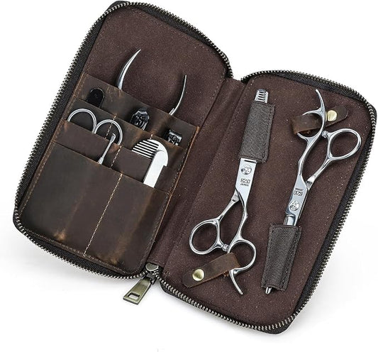 CONTACTS Full Grain Leather Manicure Set Case for Men Hairdressing and Nail Clipper Tool Organizer Travel Grooming Kit Pouch Empty Pouch by Handmade (Case Only) by CONTACTS