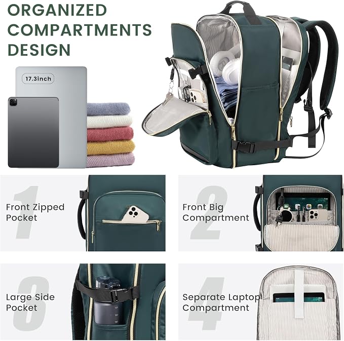 LOVEVOOK 50L Large Travel Backpack for Women Men Fits 17 Inch Laptop, Carry on Backpack for Traveling on Airplane, Personal Item Bag Airline Approved, Business Causal Weekender Backpacks - Image 4