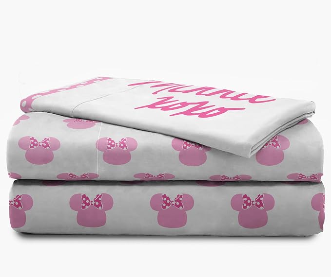 Jay Franco Kids Sheet Set with Fitted, Flat Sheets & Pillow Cover - Ultra-Soft Bedding with Pillowcase for Room Decor, White - Minnie Mouse, 3 Piece Twin - Image 6