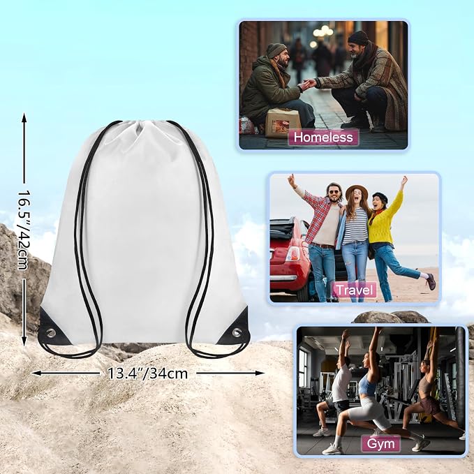 Grneric Drawstring Backpack Bulk 28 PCS Drawstring Bags String Backpack Cinch Bag Sackpack for Men Women Gym (White) - Image 2