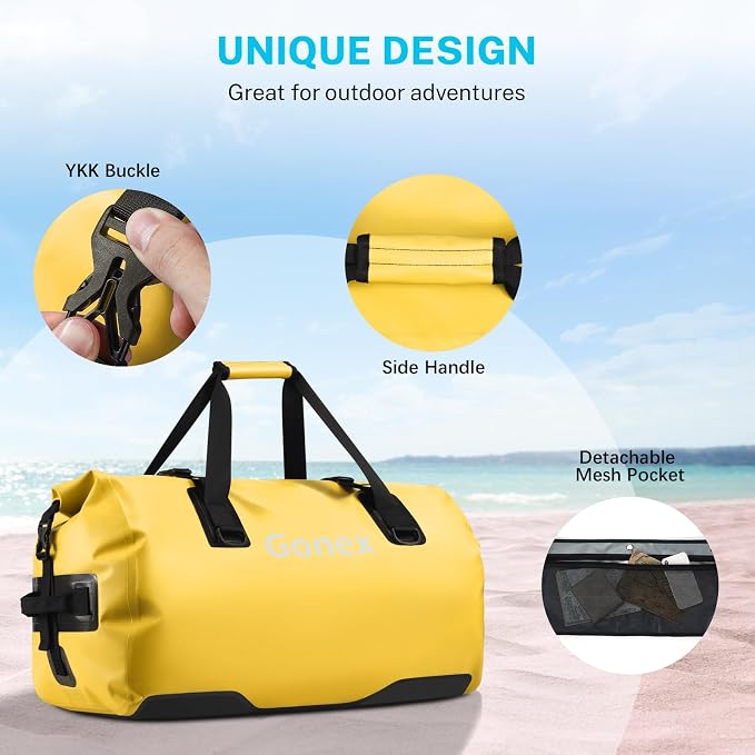 Gonex Extra Large Waterproof Dry Duffel Bag, Roll-Top PVC Gear Bag | Waterproof PVC, Roll-Top Closure, Wet Pocket, Shoulder & Hand Carry, Kayaking, Paddleboarding, Travel - Image 4
