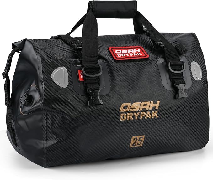 OSAH DRYPAK Waterproof Duffel Bag - Motorcycle Dry Bag Tail Bag with Large Storage Space, Waterproof Luggage Duffle Bags with Outer Mesh Zipper Pocket for Camping, Kayaking, Fishing & Traveling by OSAHDRYPAK