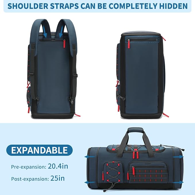 Bosstin Gym Bag for Men & Women,45L Travel Duffle Sports Duffel Bag Gym Weekender Overnight Backpack with Shoe Compartment (Blue) - Image 4