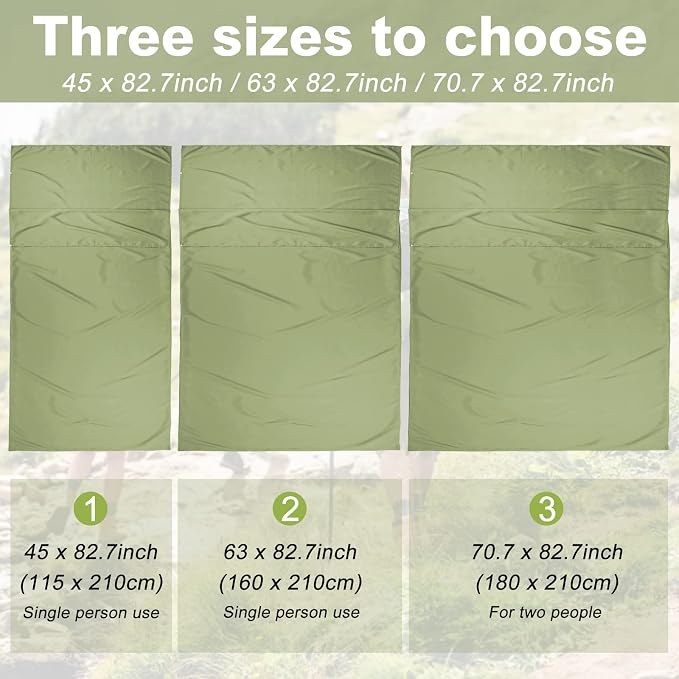 Lightweight Sleep Sack, Compact Sleeping Bag Liner Travel Sheets for Hotel | Soft Breathable Adult Sleep Sack, 4 Season Travel Sheet for Hostel Camping Backpacking Hiking, Machine Washable, 3 Sizes - Image 7