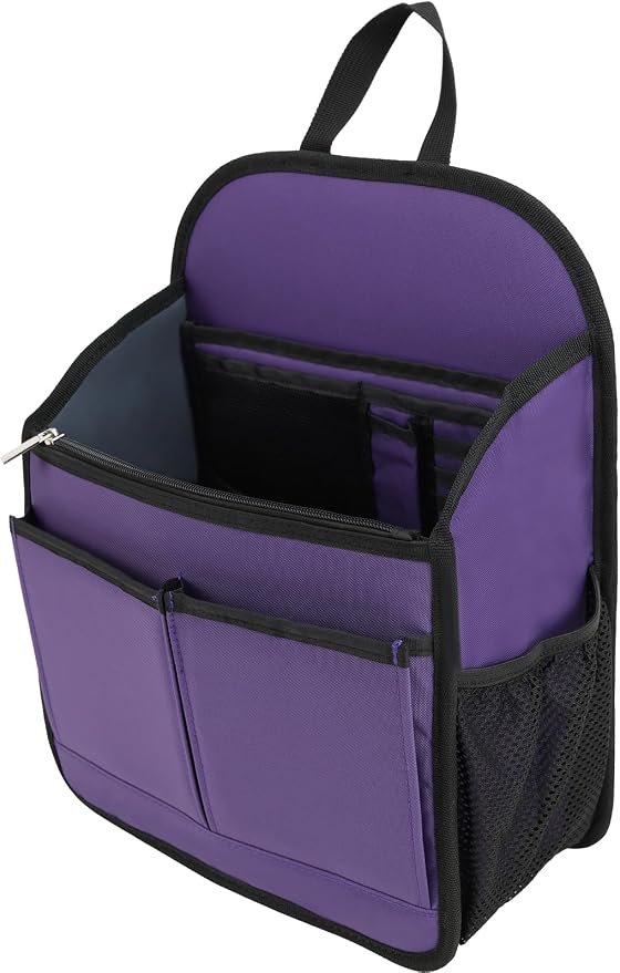 Large Premium Wider Rugged Backpack Organizer Insert for Men Women Work Travel -19 Pockets, Padded Nylon-Purple by DELTAMANN