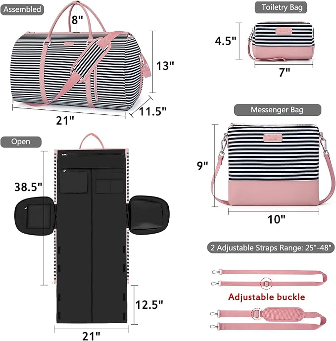 Convertible 2-in-1 Garment Bags for Travel, Carry On Garment Duffle Bag With Shoe Compartment Large Weekender Bag for Women Men Hanging Suitcase Suit Travel Duffel Overnight Bags 4pcs Set - Image 5