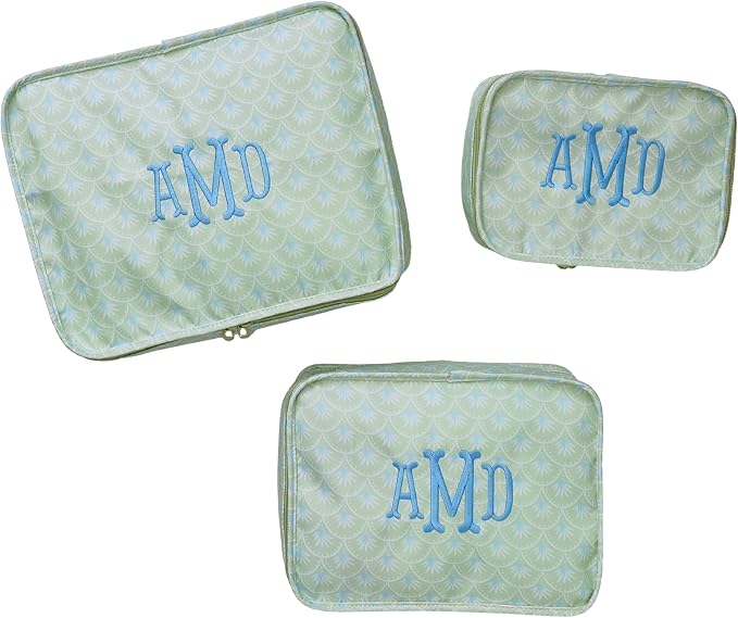Personalized Packing Cube Set – Monogram Travel Organizer for Suitcase, Floral Polyester Luggage Cubes, Set of 3, Set of 4 or XL, Graduation or Mother’s Day Gift (Palm, Set of 3) by Sprinkled+With+Pink