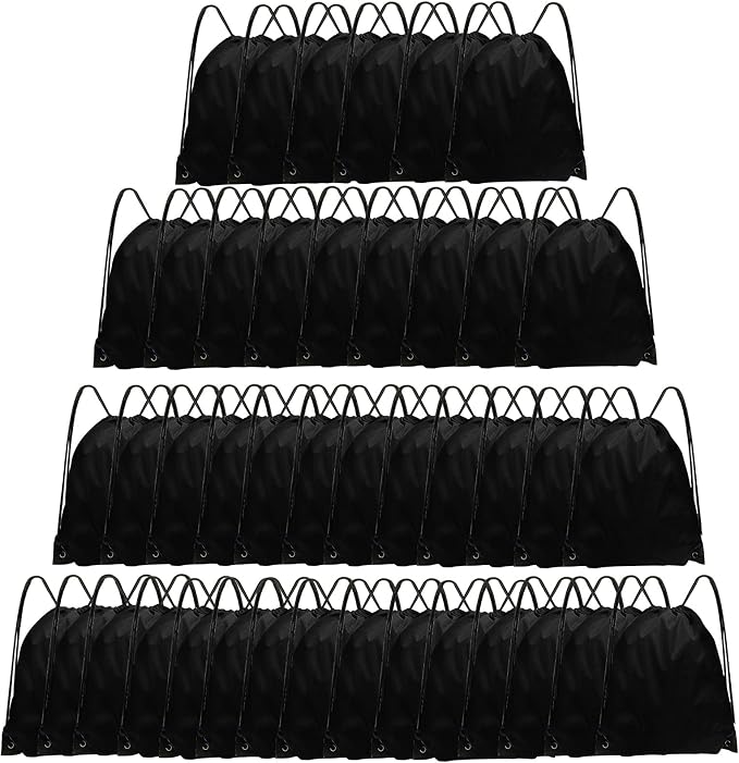 Grneric Drawstring Backpack Bulk 42 Pcs String Backpack Drawstring Bags Cinch Bag Sackpack for Men Women Gym (Black) by Grneric