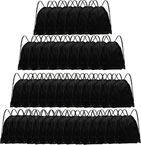 Grneric Drawstring Backpack Bulk 42 Pcs String Backpack Drawstring Bags Cinch Bag Sackpack for Men Women Gym (Black) by Grneric