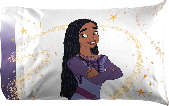 Jay Franco Kids Sheet Set with Fitted, Flat Sheets & Pillow Cover - Ultra-Soft Bedding with Pillowcase for Room Decor, White - Wish, 4 Piece Full - Image 4
