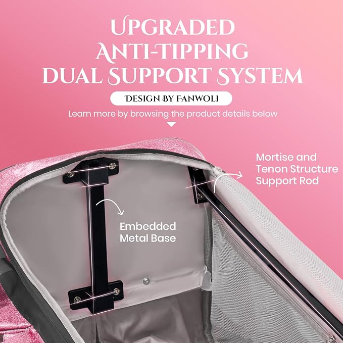 Fanwoli 23" Dance Bag with Garment Rack | Glittering Waterproof Fabric & Upgraded Stable System | Shine-Bright Collection | Ideal Competition Duffle Bag for Dancer Athlete Cheerleader Little Princess - Image 4