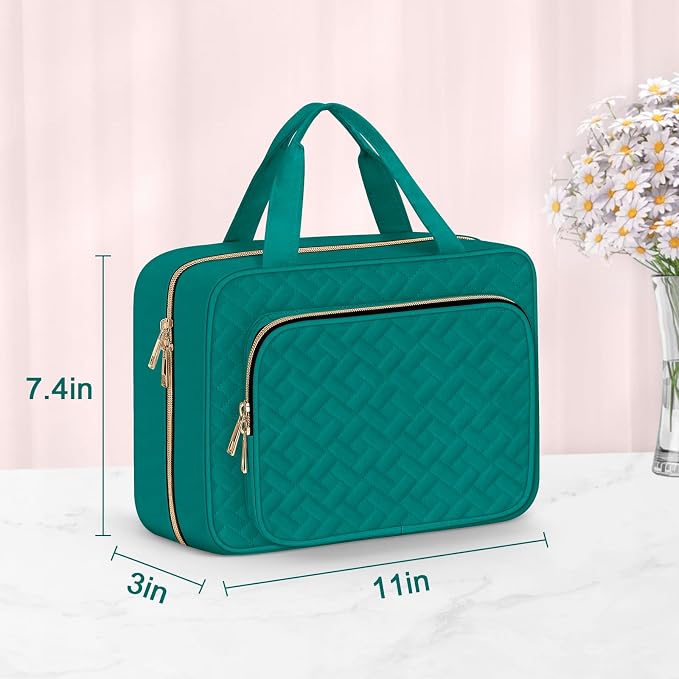 Wedama Toiletry Bag for Women, Medium Cosmetic Travel Bag, Hanging Toiletry Bag for Bathroom, Thickened PVC Waterproof Makeup Bag, Toiletries Bag for Travel Trips and Camping, Turquoise Green - Image 5