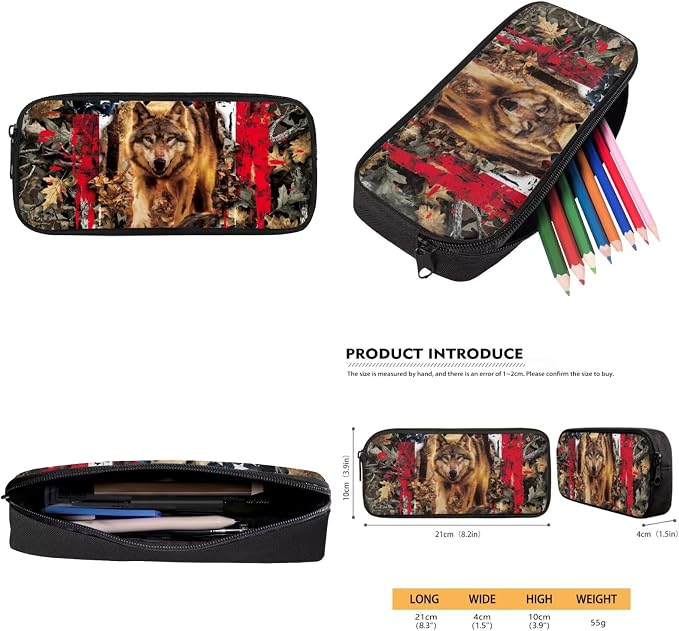 Wolf School Bags for Boys 7-10 10-12 American Flag Backpacks for Girls with Lunch Box Pencil Case Water Bottle Holder 4-Piece Teens Student Bookbag Set for Elementary School - Image 7