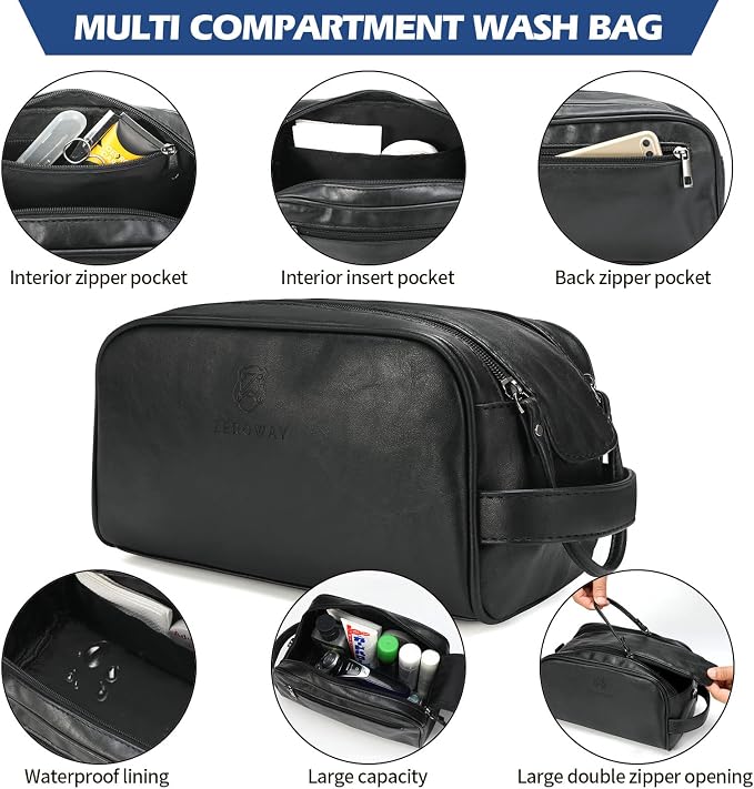 Zeroway PU Leather Travel Duffel Bag with Laundry Bag, Weekender Overnight bag Luggage Carry-On Bag with Shoe Pouch for Men or Women Black - Image 3