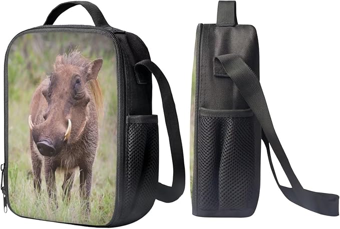 Kids Novelty Animal Backpack and Lunch Box for Boys Girls Student Lightweight 17 Inch School Warthog Backpack with Lunch Bag Pencil Case Kids Comfy Padded Black Large Bookbag - Image 4