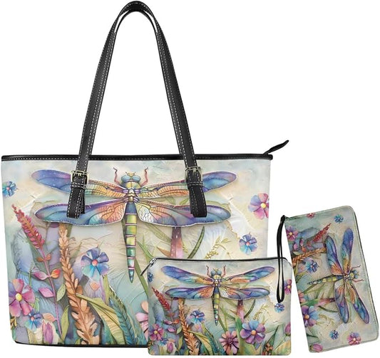 Women Purse Handbags Wallet Sets Leather Shoulder Tote Bag for Women,Top Handle Purse with Wrist Wallet Bag by Unknown