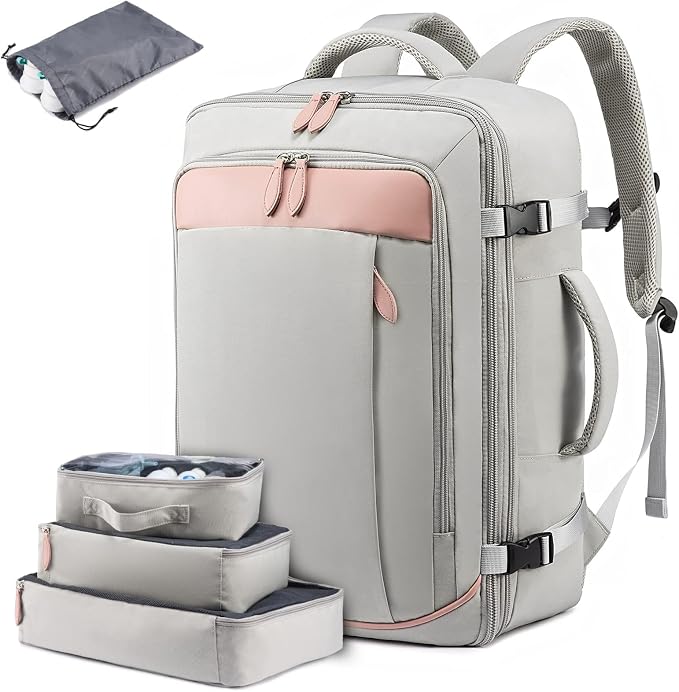 LOVEVOOK Carry on Backpack, 40L Travel Backpack for Women Men Airline Approved, Expandable Large Suitcase Backpacks With 4 Packing Cubes, Aer Travel Pack 3, Water Resistant Weekender Bag by LOVEVOOK