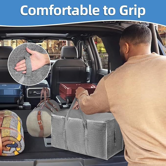 16 Pack-Extra Large Heavy Duty Moving Bags - Waterproof Storage Totes with Handles & Zippers, Foldable for College Dorm, Storage (Gray) - Image 5