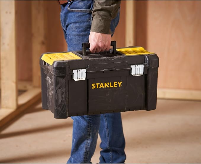 Stanley STST1-75521 Tool Box (19 Inches, 48.2 x 25.4 x 25 cm, Load up to 8 kg, Tool Box with Metal Clasps, Organiser with Removable Carrier, Robust Plastic Case) - Image 3