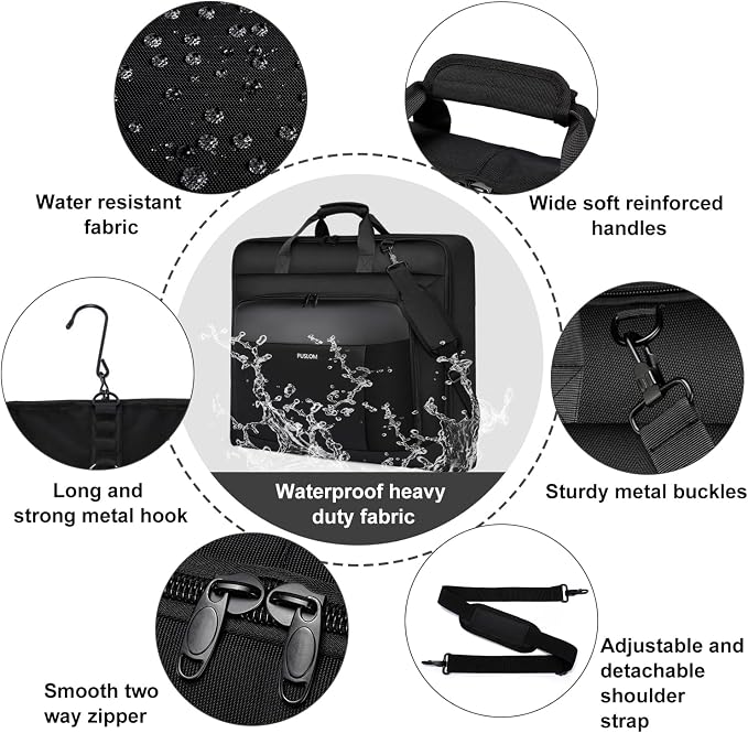 Garment Bag Travel Suit Bag Large 40-Inch Carry on Bag Up to 3 Suits,2 in 1 Hanging Luggage Bags, Fits 15.6Inch Laptop - Image 6